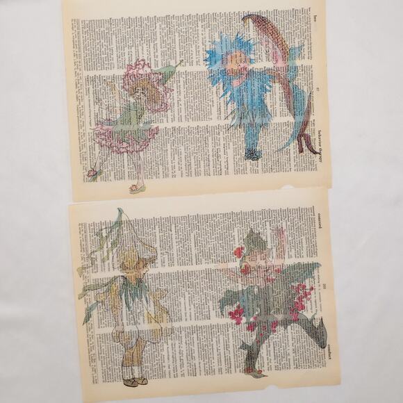 Flower Fairy Dictionary Prints, Colorful Fairy Prints, Book Page Prints - Picture 6 of 7
